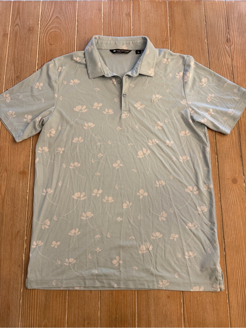 Travis Mathew Men's Good Time Feelin Pale Blue Floral Polo